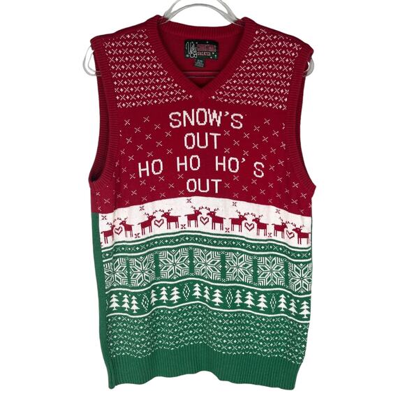 Ugly Christmas Sweater Vest Snow's Out Ho Ho Ho's Out Large L - Picture 10 of 10